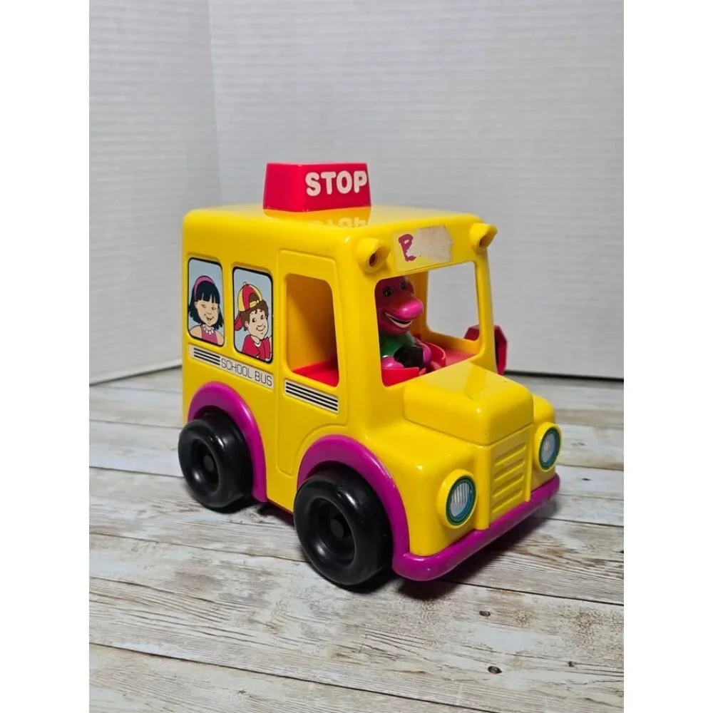 Lyons Group Vintage 1994 Barney School Bus Rolling Toy VIDEO‎